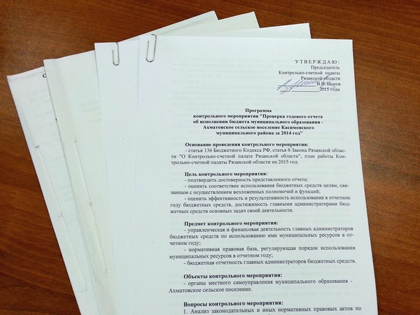 Контрольно-счетная палата Рязанской области проводит проверки в сельских поселениях Касимовского и Рязанского муниципальных районов Рязанской области.